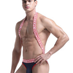 Men's Sexy Mesh U-convex Large Pouch Breathable Vest One-piece Suspender T-back