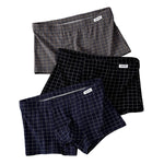 4 Pack Men's Plaid Cotton Trunks with U Pouch and Double Layer Gusset