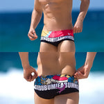 Men's Quick-Dry Low-Rise Alphabet Print Swim Briefs