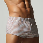 2 Pack Men's Breathable Cotton Classic Pinstripe Home Shorts