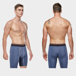2 Pack Men's Long High Waist Cotton Sports Anti-friction Leg Boxer Briefs