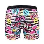 4 Pack Men's Graffiti Cartoon Print Skin-Friendly Mid-Rise Boxer Briefs