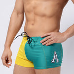 Men's Anti-Odor Bold Prints Stretch Fit Color-Blocked Swim Trunks
