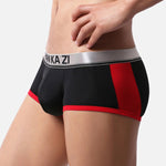 2 Pack Men's Color Block U-Pouch Mid-Rise Sporty Trunks
