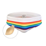 Men's Colorful Striped Stretch Fit Comfy Waistband Swim Briefs