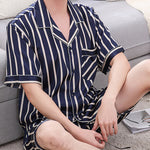 Men's Striped Satin Cool Pajamas Set