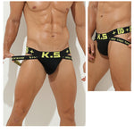 3 Pack Men's Letter Print Color Block Breathable & Stretchy Jockstraps