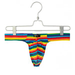 3 Pack Men's Low Rise Breathable Rainbow Sports Striped Thongs