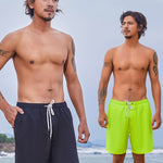 Men's Solid Quick-Dry Built-in Breathable Mesh Liner Travel-Friendly Sporty Board Shorts