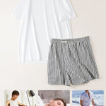 Men's Thin Loungewear Pants Loose Striped Breathable Shorts