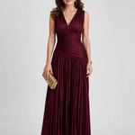 Aurora | Pleated V-Neck Midi Dress