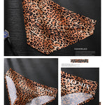 3 Pack ALLMIX Men's 3D Pouch Sexy Leopard Print Ice Silk Briefs