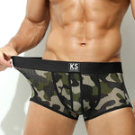 2 Pack Men's Sexy Mesh Camouflage Quick-Dry Large Pouch Low-Rise Trunks