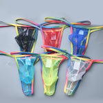 3-pack Men's Sexy Rainbow Transparent Convex Pouch Breathable Thong
