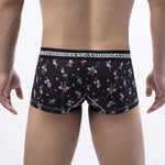 3 Pack Men's Floral Print U-Pouch Slim-Fit Breathable Cotton Trunks