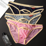 4 Pack Men's Airy Mesh Design Low-Rise Contoured Pouch Briefs