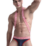 Men's Sexy Mesh U-convex Large Pouch Breathable Vest One-piece Suspender T-back