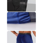 2 Pack Men's 3-Way Lift Icy Silk Striped Ultra Comfort & Breathable Boxer Briefs