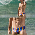 Men Casual Stripe Quick Drying Swim Briefs