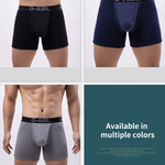 2 Pack Men's Solid Color Bullet Separated U-Pocket Plush Boxer Briefs