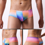 4 Pack Men's Breathable & Quick-Dry Printed U-Pouch Mesh T-Back Trunks