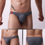 3 Pack Men's Low Rise Breathable Sports Print U-Pouch Moisture Wicking Bikinis