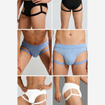 2 Pack Men's Low-Rise Support Pouch Briefs with Anti-Slip Thigh Straps