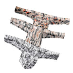 3 Pack Men's Ice-Silk Leopard Mesh Thong with Double-Lined Crotch