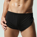 2 Pack Men's Solid Color Second-Skin Soft-Touch Quick-Dry Boxer Shorts
