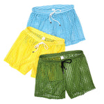 2 Pack Men's Mesh See-Through Shorts with Drawstring Waist