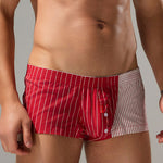 2 Pack Men's Fashionable Cotton Lounge Shorts with Stripe Patchwork