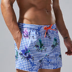 Men's Plaid Patterned Lightweight & Airy Sporty Cut Board Shorts
