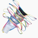 3 Pack Men's Ultra-Thin Sexy Smooth Breathable Contrast Waistband Strings
