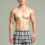 2 Pack Men's Cotton Plaid Boxers with Side Opening and Relaxed Elastic Waistband