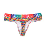 4 Pack Men's Playful-Rainbow Print U-Pouch Thongs