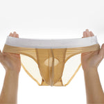 3 Pack Men's Ultra-Thin Ice Silk Briefs with Separation Pouch and Breathable Cooling Comfort