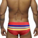 Men's 4-Way Stretch Perfect Fit Colorful Striped Swim Briefs