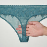 4 Pack Men's High-Stretch & Low-Rise Lace Trim Large Pouch Thongs