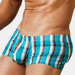 Mens Plaid Front Pouch Boxer Shorts
