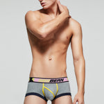 2 Pack Men's Cotton Sport Trunks with U-Pouch & Color-Block Design