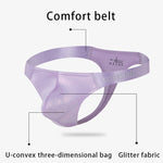 3 Pack Men's Low Waist Transparent Sexy Large Pouch Ice Silk Thong
