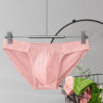2 Pack Men's Solid Color Low Rise Sweat-Absorbent Large U-Shaped Small Pocket Briefs