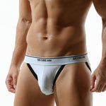 2 Pack Men's Low-Rise Solid Color Bikini with Large Pouch