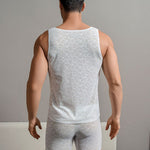 Men's High Elastic Leopard Print Lace Hollow Out Breathable Ice Silk Activewear Top