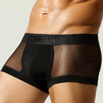 2 Pack Men's Stay-Put Fit Lightweight & Airy Solid Color Semi-Transparent Trunks