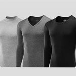 Men's Pure Cotton Mid-Neck Thin Base-Layer Seamless Comfort Thermal Sets