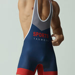 Men's Stretch Fit Gym & Running Anti-Odor Seamless Wrestling Singlet Bodysuit