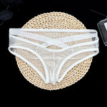 2 Pack Men's Sheer Ultra-Thin Silky Bikini with Cross Waistband