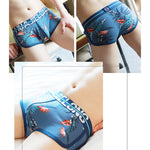 3 Pack Men's Breathable Cotton Mid-Rise with Stylish Print Skin-Friendly Trunks