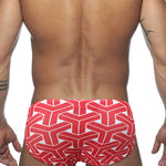 Men's 3D Pouch Printed Fitness Swim Briefs